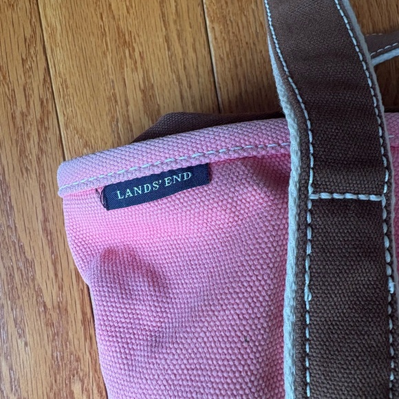 Pink and Brown Lands End Tote Bag - Picture 2 of 9